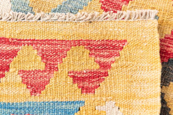 4' 2 x 5' 7 Hand Woven Kilim Maymana Wool Rug