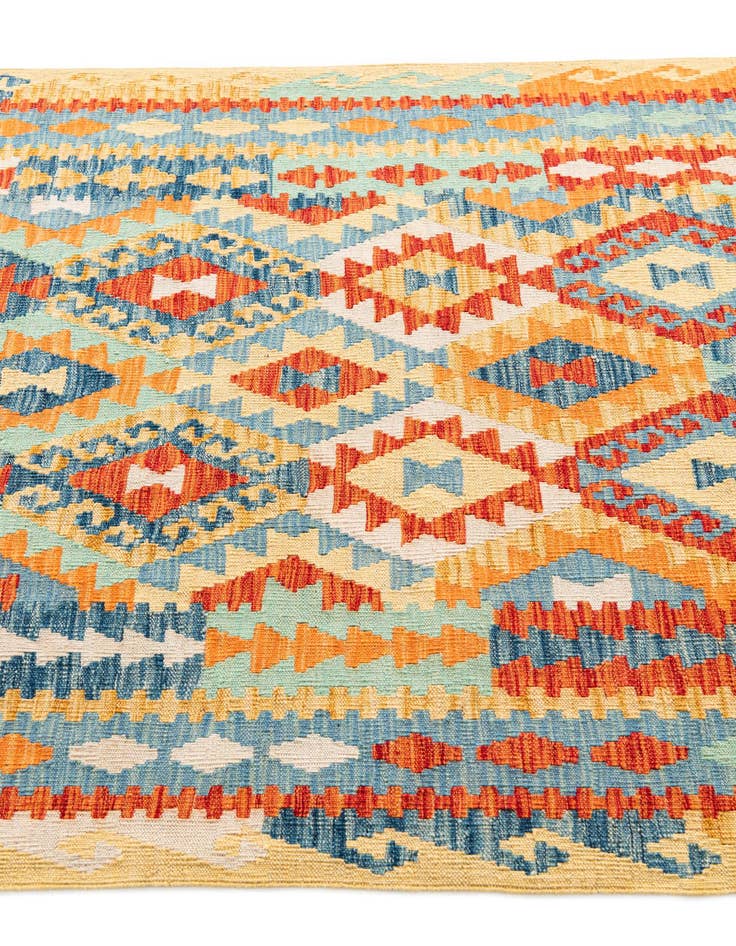 Detail image of 4' 2 x 6'  Hand Woven Kilim Maymana Wool Rug