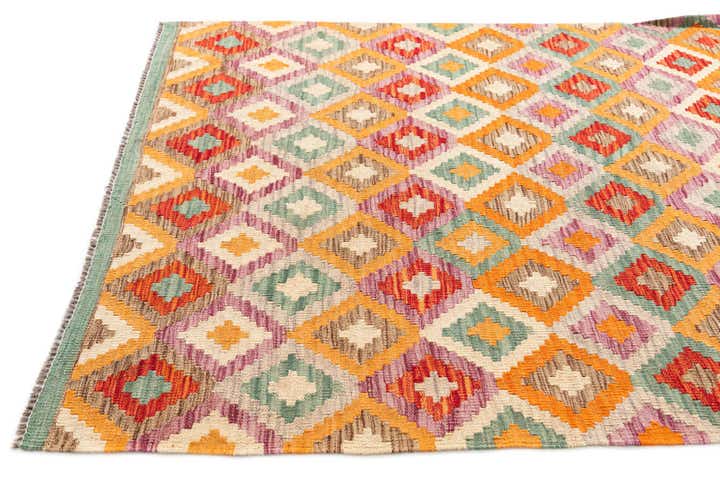 4' 4 x 5' 8 Hand Woven Kilim Maymana Wool Rug