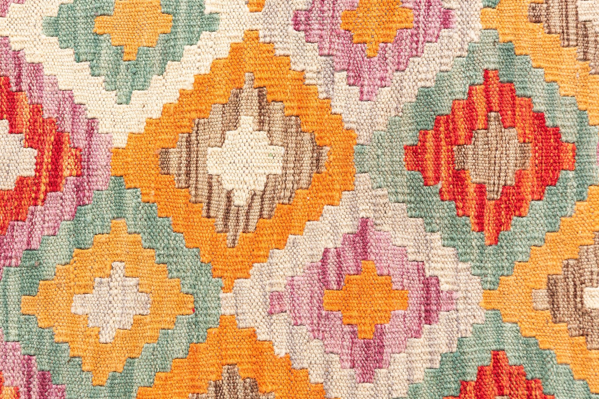 4' 4 x 5' 8 Hand Woven Kilim Maymana Wool Rug