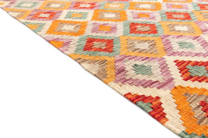 4' 4 x 5' 8 Hand Woven Kilim Maymana Wool Rug