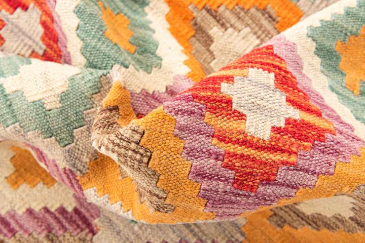 4' 4 x 5' 8 Hand Woven Kilim Maymana Wool Rug