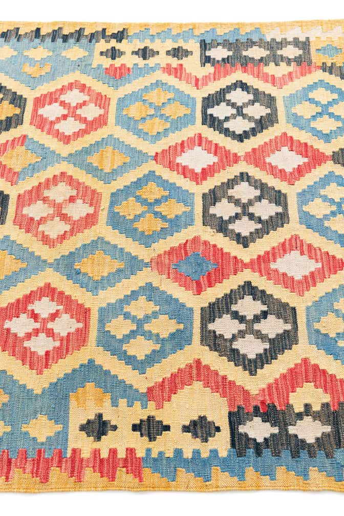 4' 2 x 5' 10 Hand Woven Kilim Maymana Wool Rug