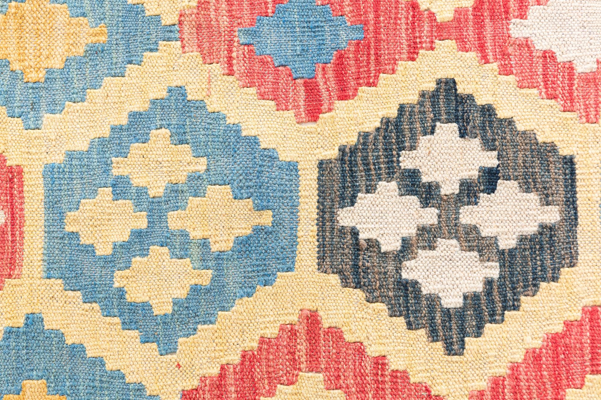 4' 2 x 5' 10 Hand Woven Kilim Maymana Wool Rug