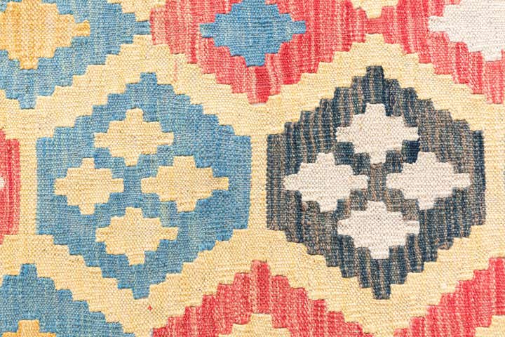 4' 2 x 5' 10 Hand Woven Kilim Maymana Wool Rug