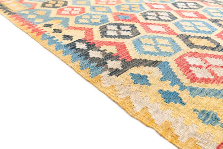 4' 2 x 5' 10 Hand Woven Kilim Maymana Wool Rug