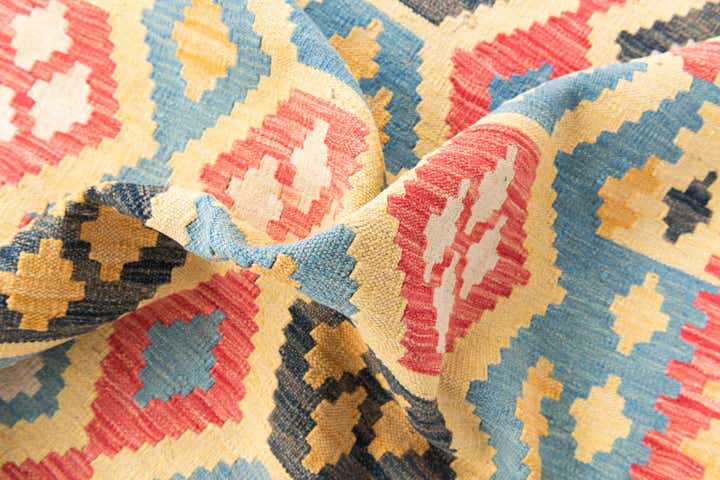 4' 2 x 5' 10 Hand Woven Kilim Maymana Wool Rug