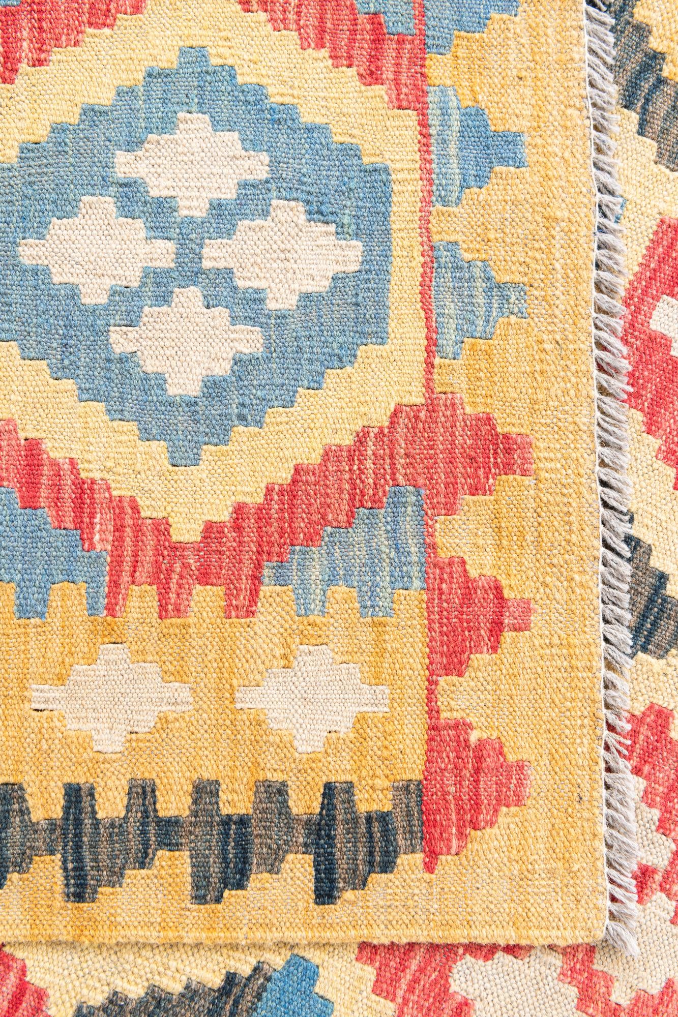 4' 2 x 5' 10 Hand Woven Kilim Maymana Wool Rug