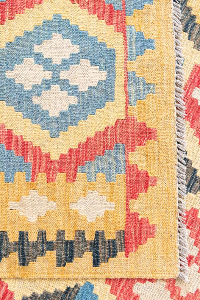 4' 2 x 5' 10 Hand Woven Kilim Maymana Wool Rug