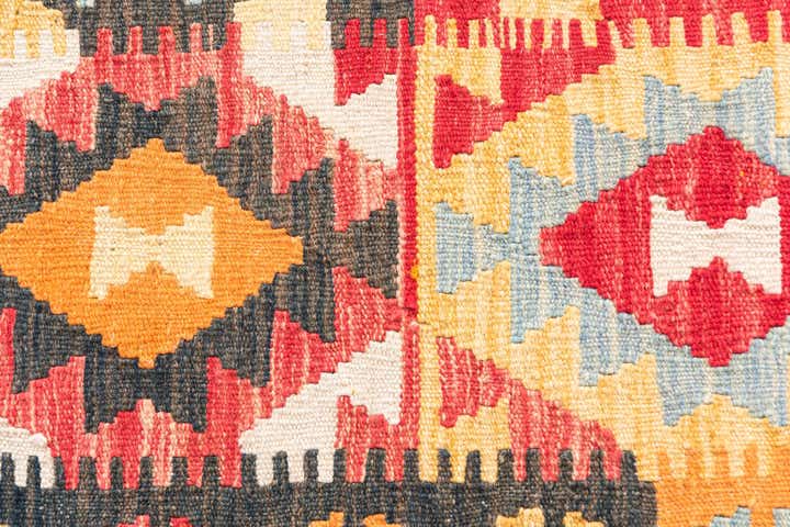 4' x 5' 10 Hand Woven Kilim Maymana Wool Rug