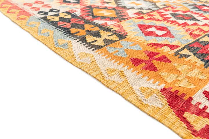4' x 5' 10 Hand Woven Kilim Maymana Wool Rug