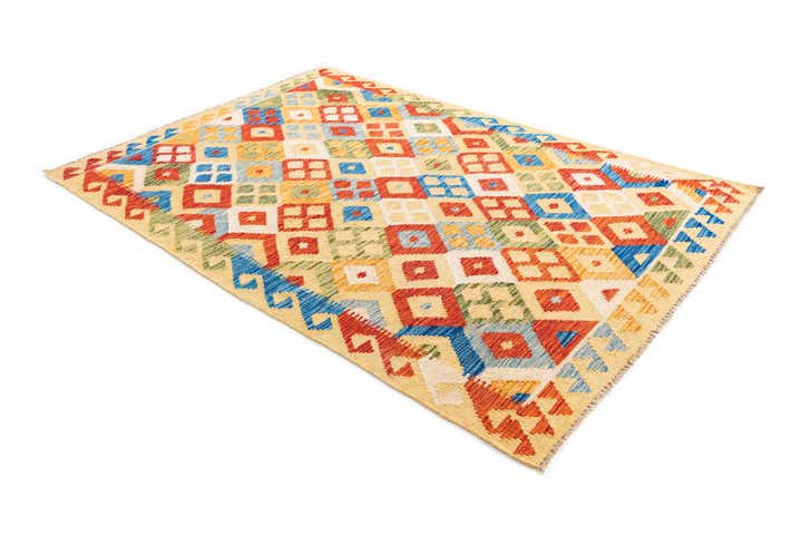 4' 3 x 6' Hand Woven Kilim Maymana Wool Rug
