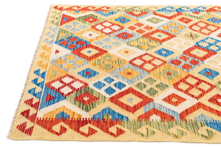 4' 3 x 6' Hand Woven Kilim Maymana Wool Rug