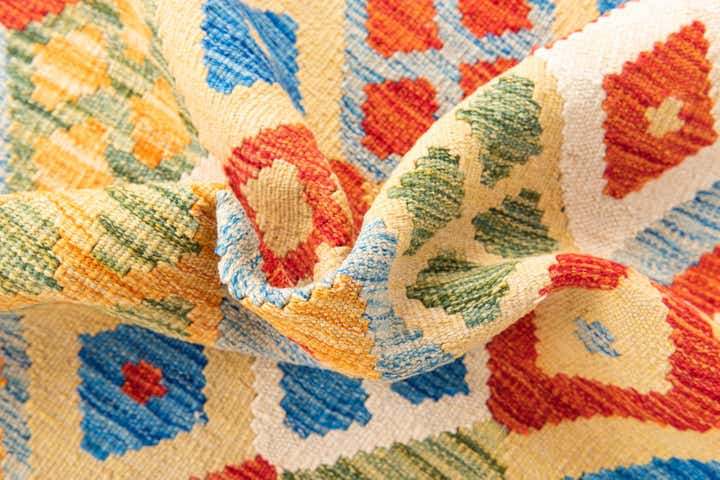 4' 3 x 6' Hand Woven Kilim Maymana Wool Rug