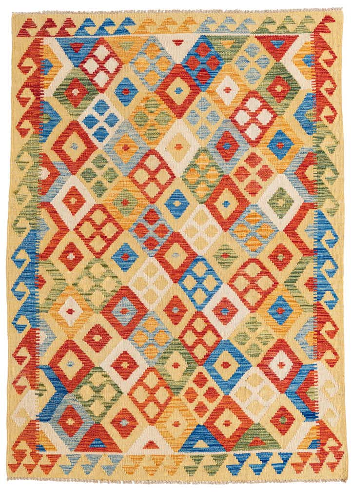 4' 3 x 6' Hand Woven Kilim Maymana Wool Rug