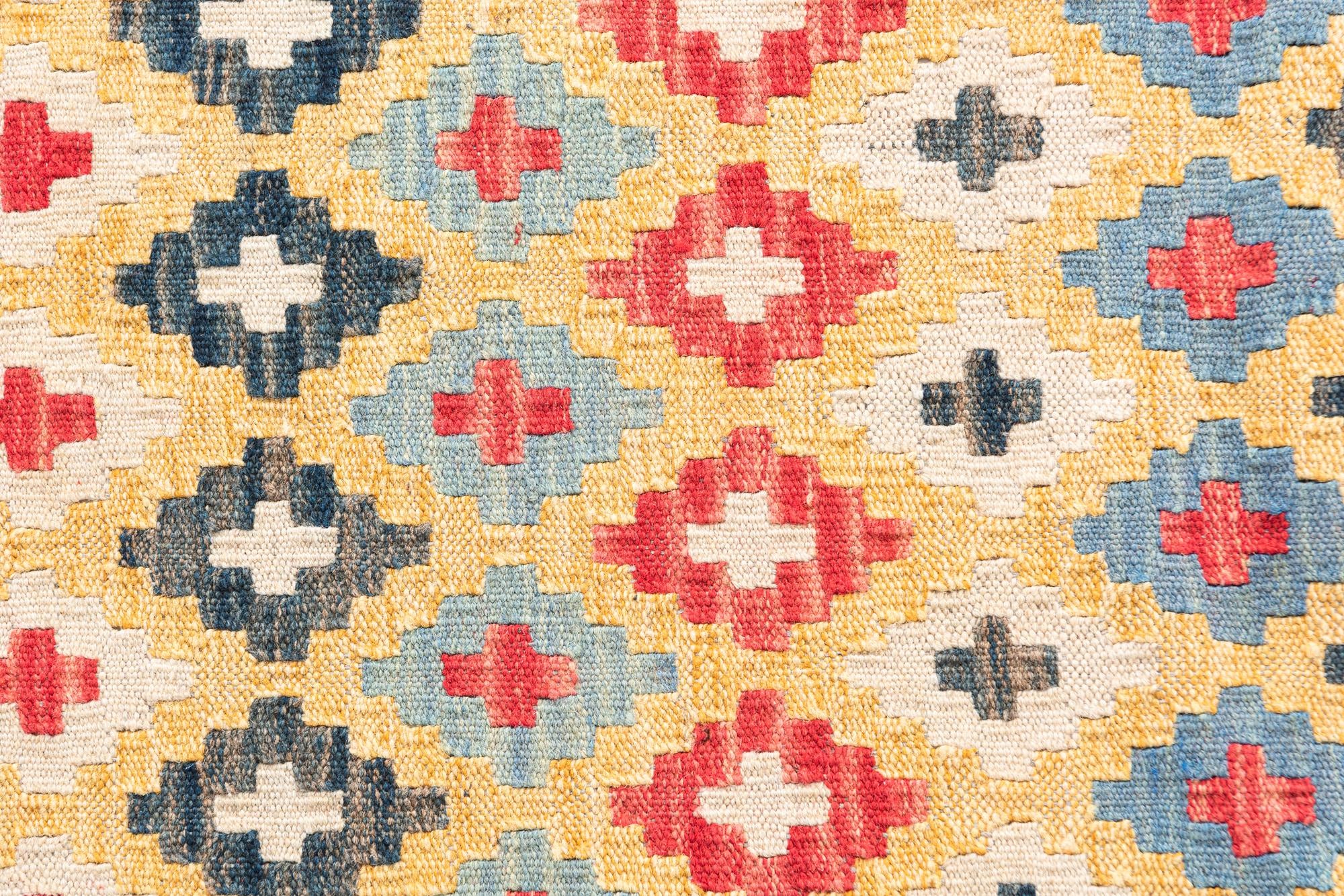 4' 2 x 6' 2 Hand Woven Kilim Maymana Wool Rug