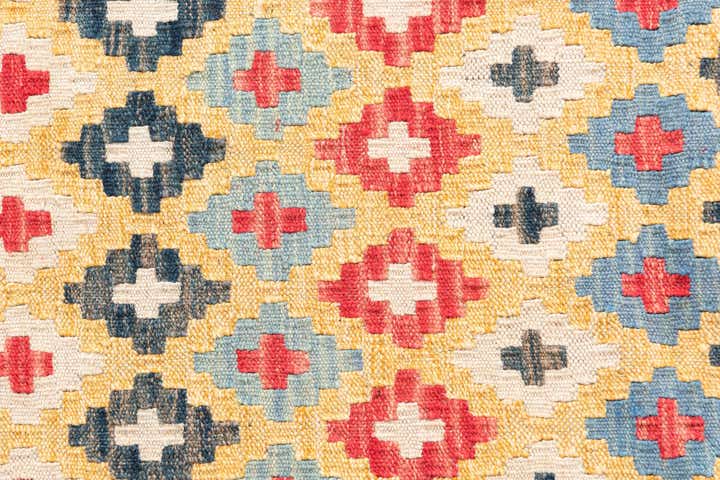 4' 2 x 6' 2 Hand Woven Kilim Maymana Wool Rug