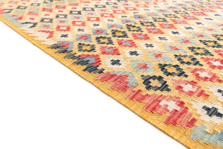 4' 2 x 6' 2 Hand Woven Kilim Maymana Wool Rug