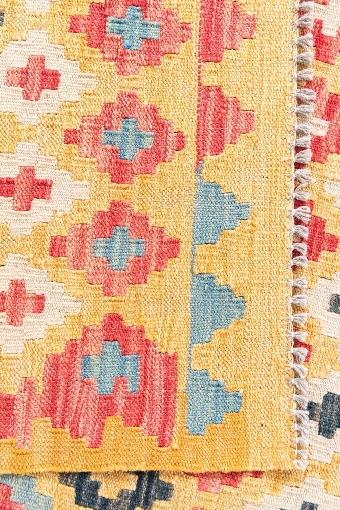 4' 2 x 6' 2 Hand Woven Kilim Maymana Wool Rug
