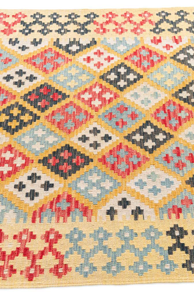 4' 2 x 6' Hand Woven Kilim Maymana Wool Rug