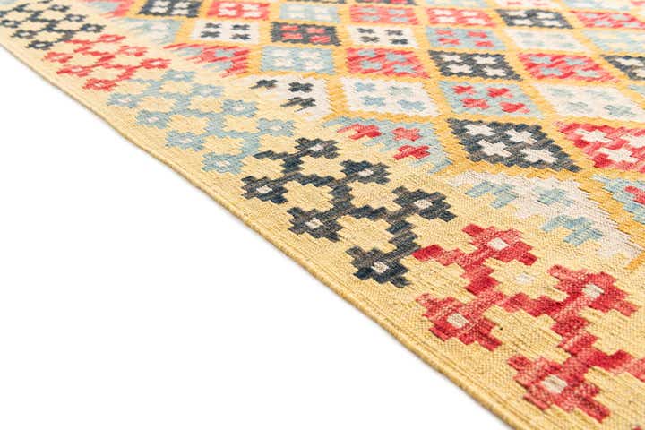 4' 2 x 6' Hand Woven Kilim Maymana Wool Rug