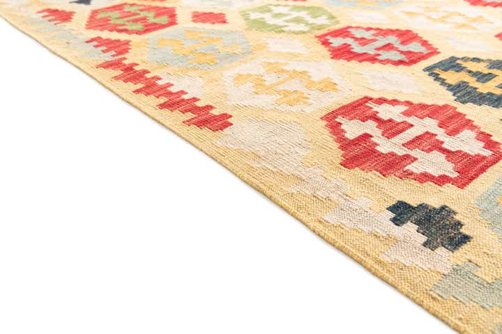4' 2 x 5' 10 Hand Woven Kilim Maymana Wool Rug