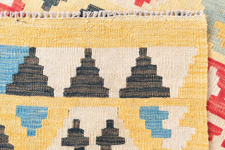 4' 2 x 5' 10 Hand Woven Kilim Maymana Wool Rug
