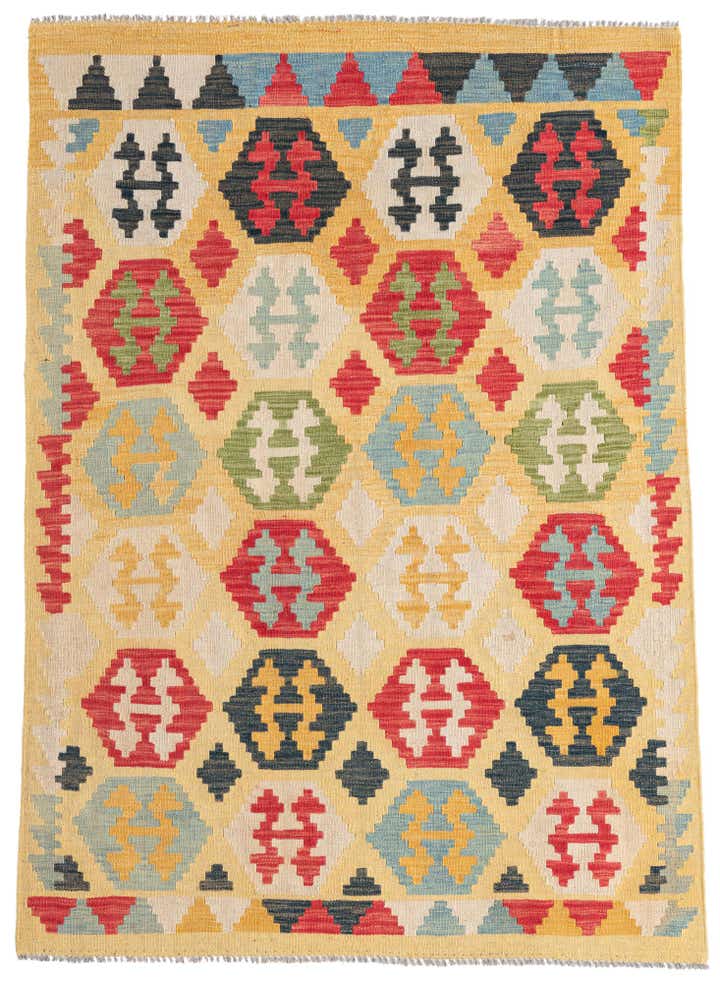 4' 2 x 5' 10 Hand Woven Kilim Maymana Wool Rug