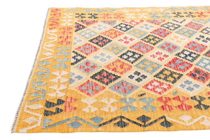4' 2 x 6' Hand Woven Kilim Maymana Wool Rug