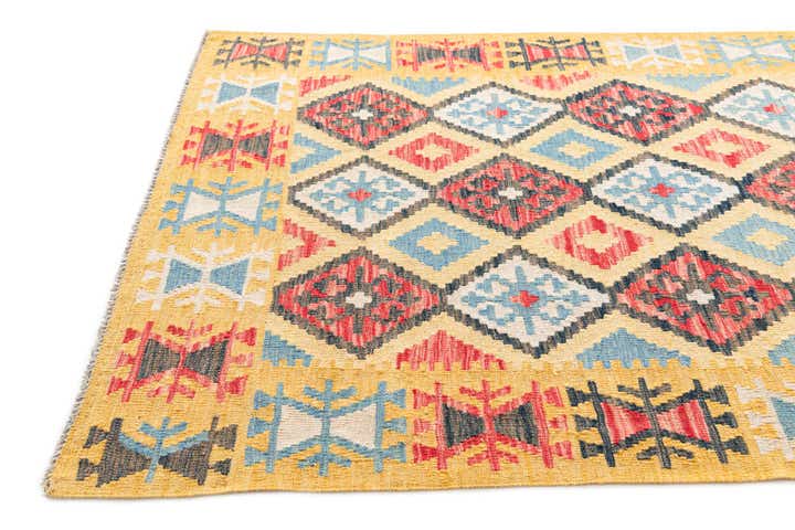 4' 3 x 5' 7 Hand Woven Kilim Maymana Wool Rug