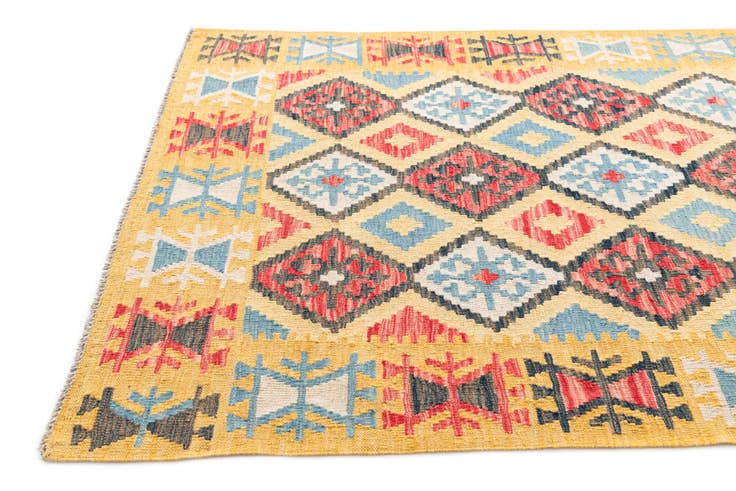 Detail image of 4' 3 x 5' 7 Hand Woven Kilim Maymana Wool Rug