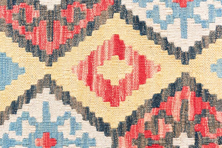 Detail image of 4' 3 x 5' 7 Hand Woven Kilim Maymana Wool Rug
