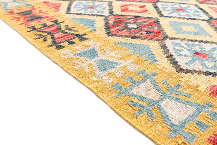 4' 3 x 5' 7 Hand Woven Kilim Maymana Wool Rug