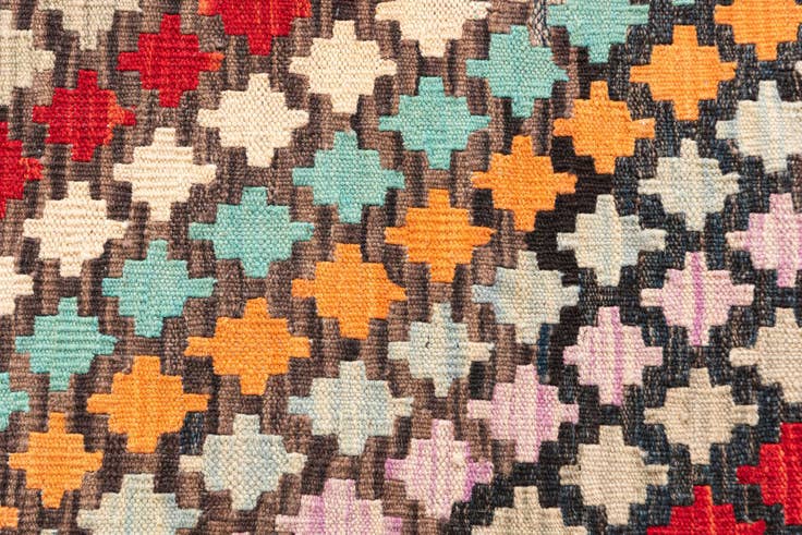 Detail image of 4' 3 x 5' 7 Hand Woven Kilim Maymana Wool Rug
