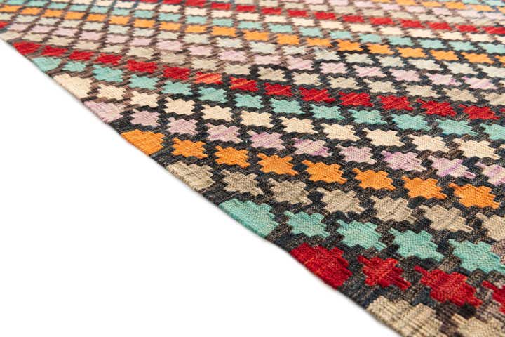 4' 3 x 5' 7 Hand Woven Kilim Maymana Wool Rug