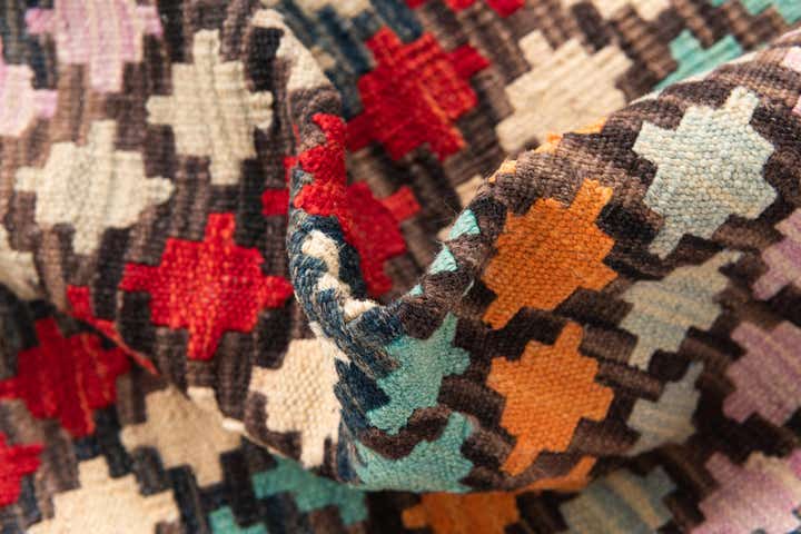 4' 3 x 5' 7 Hand Woven Kilim Maymana Wool Rug