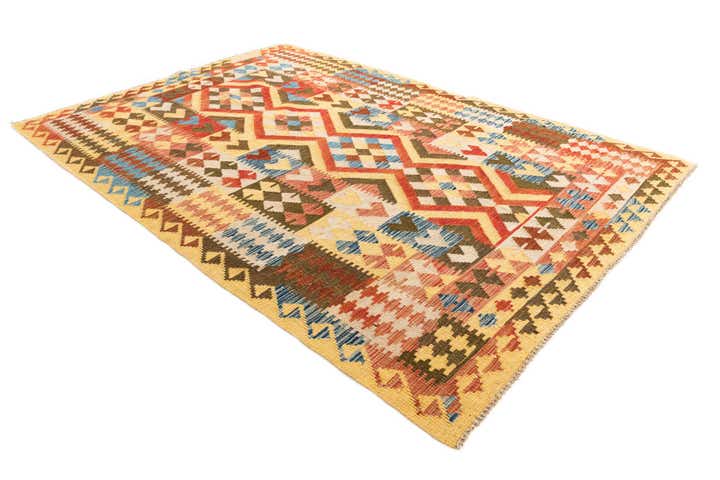 5' 6 x 7' 10 Hand Woven Kilim Maymana Wool Rug