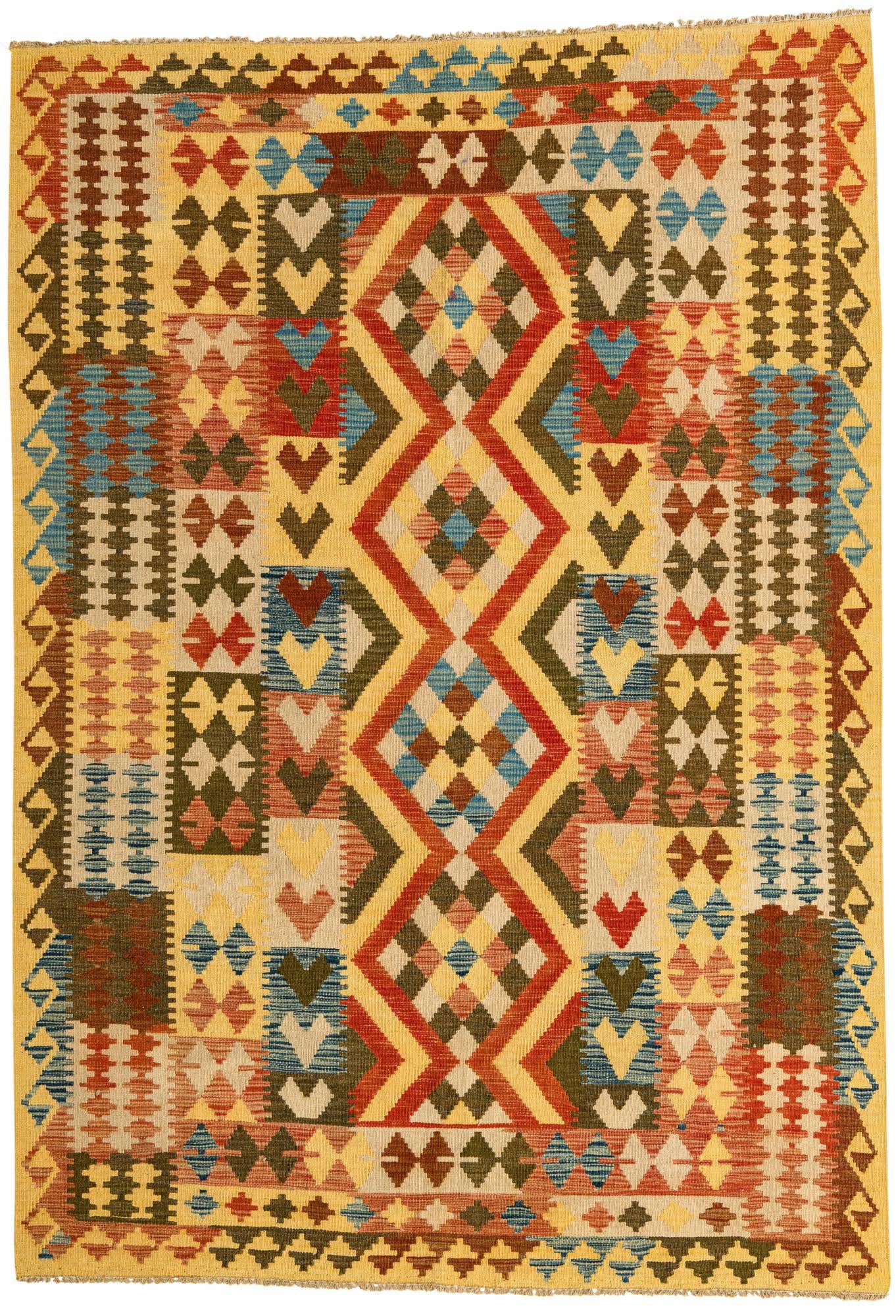 5' 6 x 7' 10 Hand Woven Kilim Maymana Wool Rug