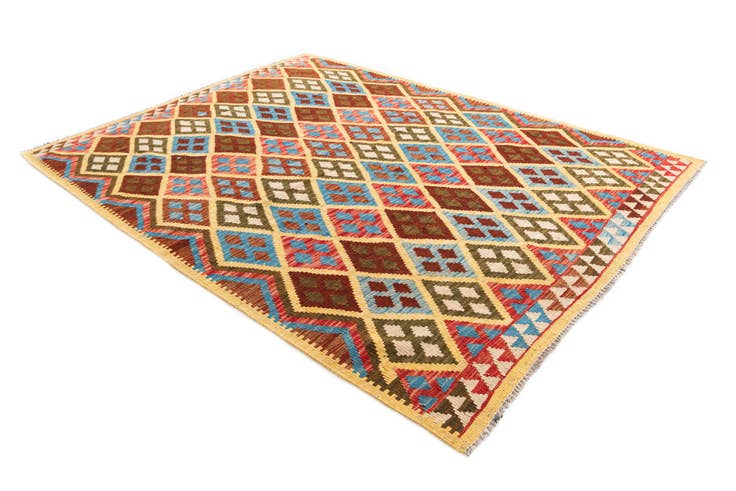 Detail image of 5' 2 x 6' 8 Hand Woven Kilim Maymana Wool Rug