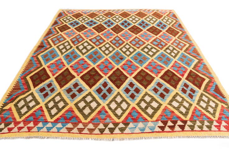 Detail image of 5' 2 x 6' 8 Hand Woven Kilim Maymana Wool Rug