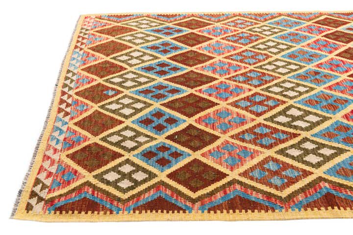 5' 2 x 6' 8 Hand Woven Kilim Maymana Wool Rug