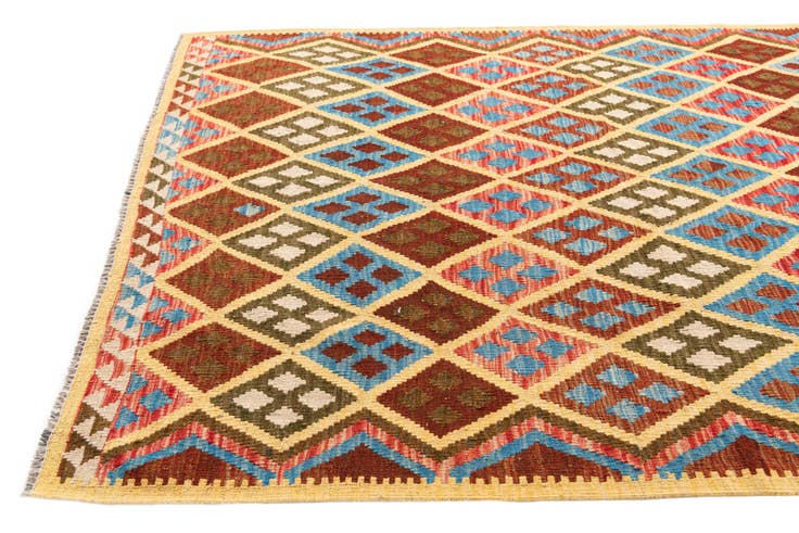 Detail image of 5' 2 x 6' 8 Hand Woven Kilim Maymana Wool Rug