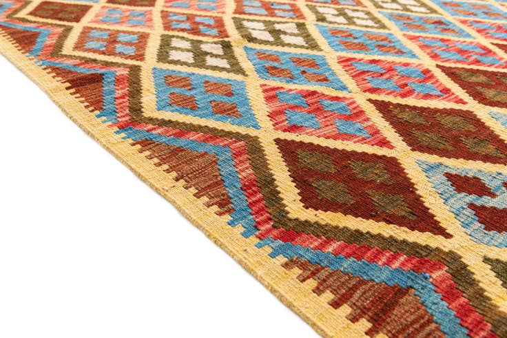 Detail image of 5' 2 x 6' 8 Hand Woven Kilim Maymana Wool Rug