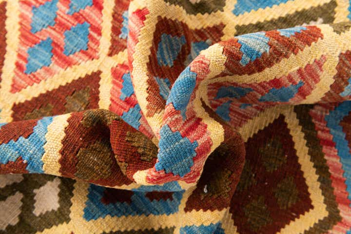 5' 2 x 6' 8 Hand Woven Kilim Maymana Wool Rug