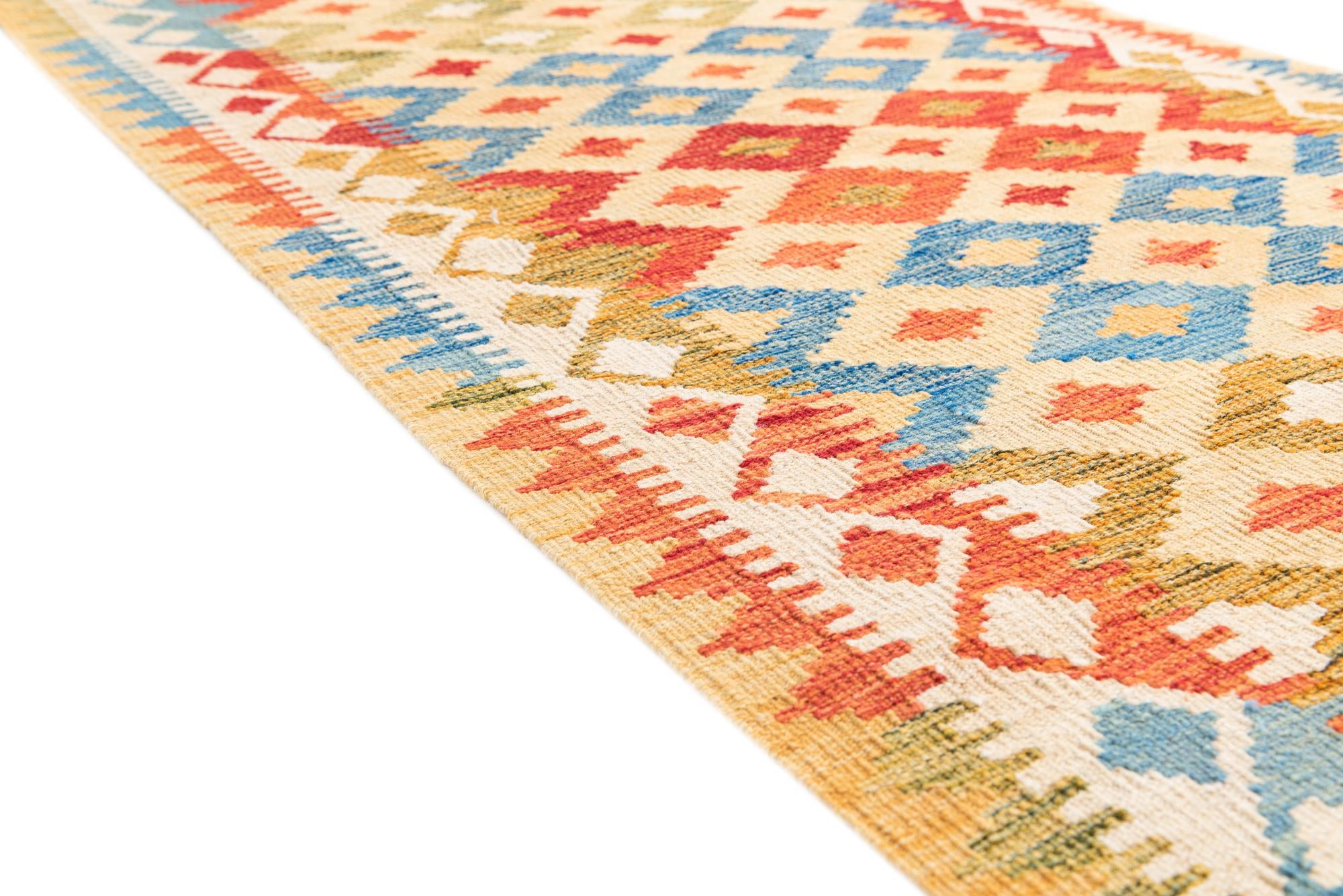 3' 3 x 6' 5 Hand Woven Kilim Maymana Wool Rug