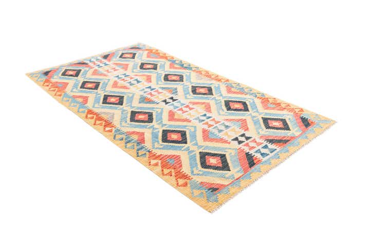 3' 6 x 6' 3 Hand Woven Kilim Maymana Wool Rug