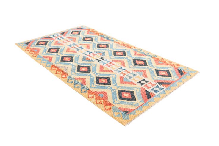 Detail image of 3' 6 x 6' 3 Hand Woven Kilim Maymana Wool Rug