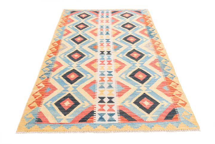 3' 6 x 6' 3 Hand Woven Kilim Maymana Wool Rug