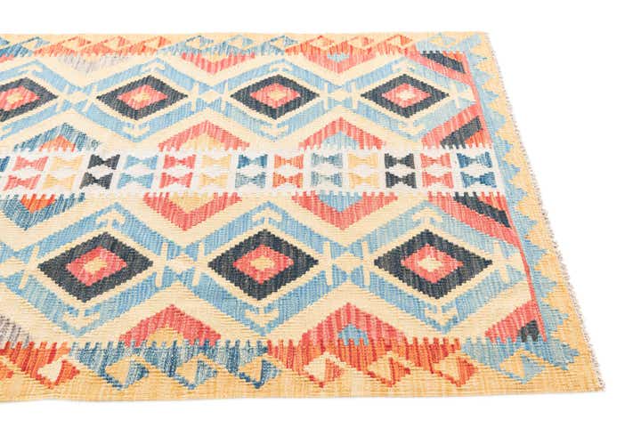 3' 6 x 6' 3 Hand Woven Kilim Maymana Wool Rug