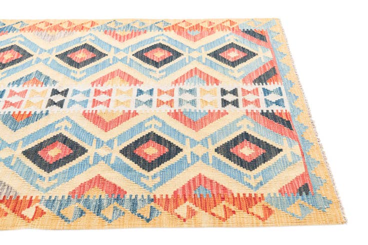 Detail image of 3' 6 x 6' 3 Hand Woven Kilim Maymana Wool Rug